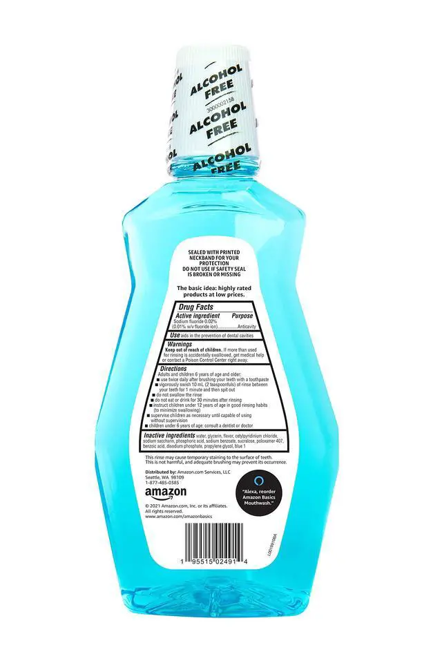 Alt view image 3 of 5 - Basics Anticavity Fluoride Mouthwash for Adults, Alcohol Free, Bad Breath Control, Teeth Strengthening - Refreshing Mint Flavor, 1 Liter