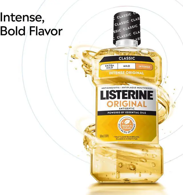 Alt view image 2 of 6 - Listerine Original Antiseptic Mouthwash Intense Original, 33.8 fl oz / 1 L