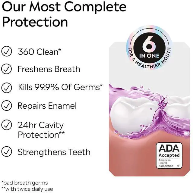 Alt view image 2 of 6 - Listerine Total Care Anticavity Mouthwash, Intense Mint, 8.5 fl oz / 250 mL