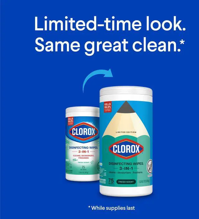 Alt view image 3 of 6 - Clorox Disinfecting Wipes, Bleach Free, Fresh Scent, Back to School, 75 Count (Pack May Vary)