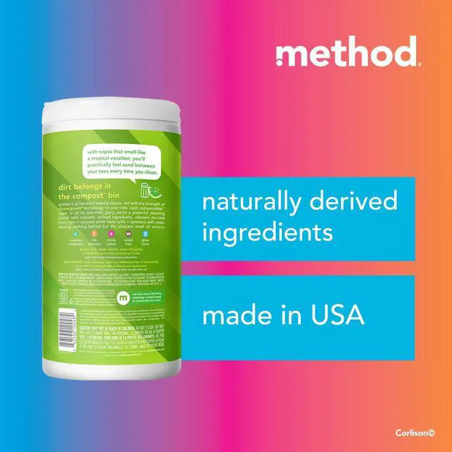 Alt view image 4 of 6 - Method All Purpose Cleaning Wipes, Lime & Sea Salt, 70 CT