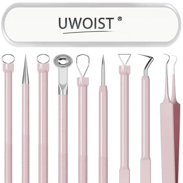 Main image of Professional Stainless Pimple Popper Tool Kit - 5 Piece Blackhead Remover Set with Tweezers for Face, Risk Free Treatment Pimple Extractor