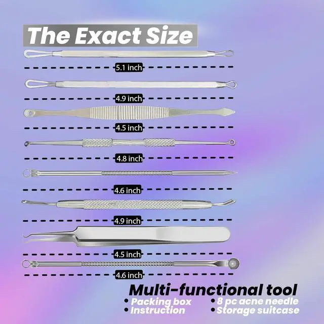 Alt view image 6 of 7 - Acne Needle Blackhead Remover Comedone Extractor Pimple Blemish Tweezer Tool Kit