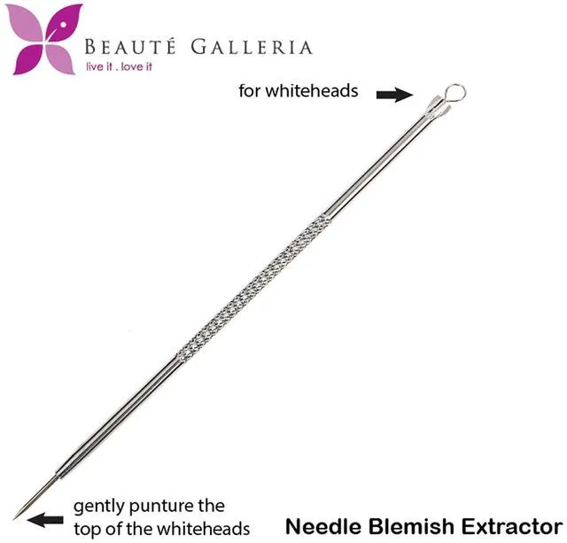 Alt view image 4 of 5 - Beaute Galleria Blackhead Remover Needle Pimple Extractor Popper Acne Comedone Blemish Whitehead Zit Removal Tool