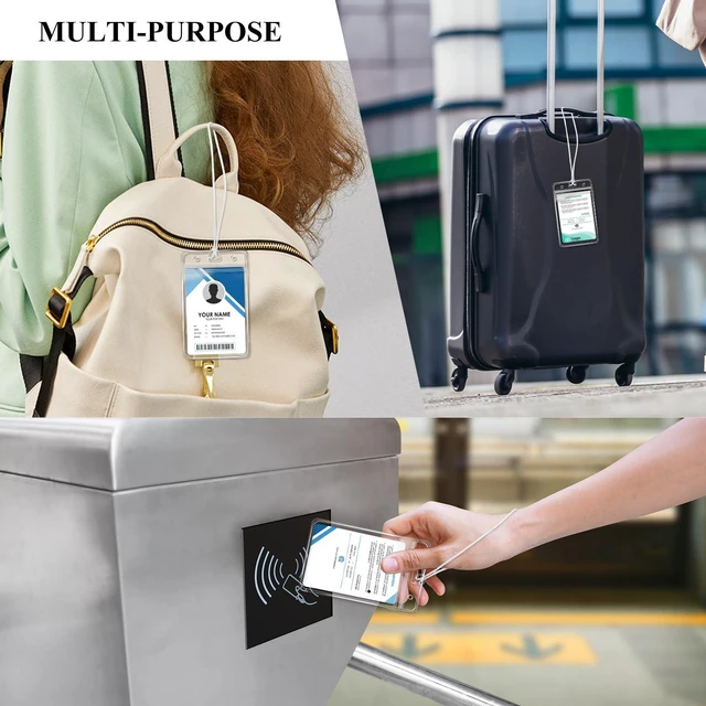 Alt view image 6 of 7 - 10 Pack Luggage Bag Tag Holders with 10 Pack Luggage Loops Straps