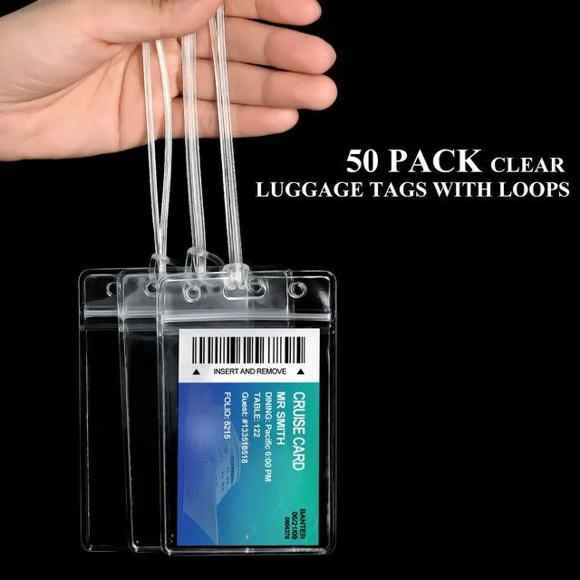 Alt view image 4 of 7 - 10 Pack Luggage Bag Tag Holders with 10 Pack Luggage Loops Straps