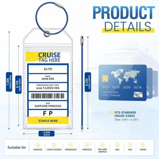 Alt view image 6 of 7 - Cruise Luggage Tag Holders 6-Pack, Cruise Essentials 2026