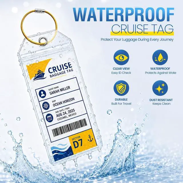 Alt view image 2 of 7 - Cruise Luggage Tag Holders 6-Pack, Cruise Essentials 2026