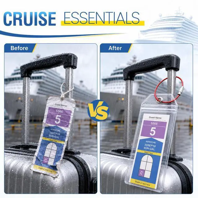 Alt view image 5 of 7 - Cruise Luggage Tag Holders 6-Pack, Cruise Essentials 2026