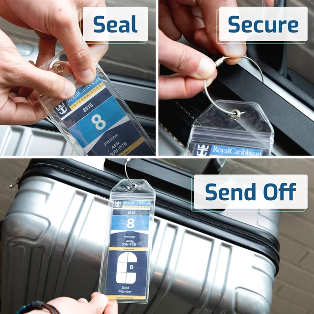 Alt view image 5 of 6 - 4 Pack Cruise Luggage Tag Holders for Royal Caribbean Ships with 2 ID Holders