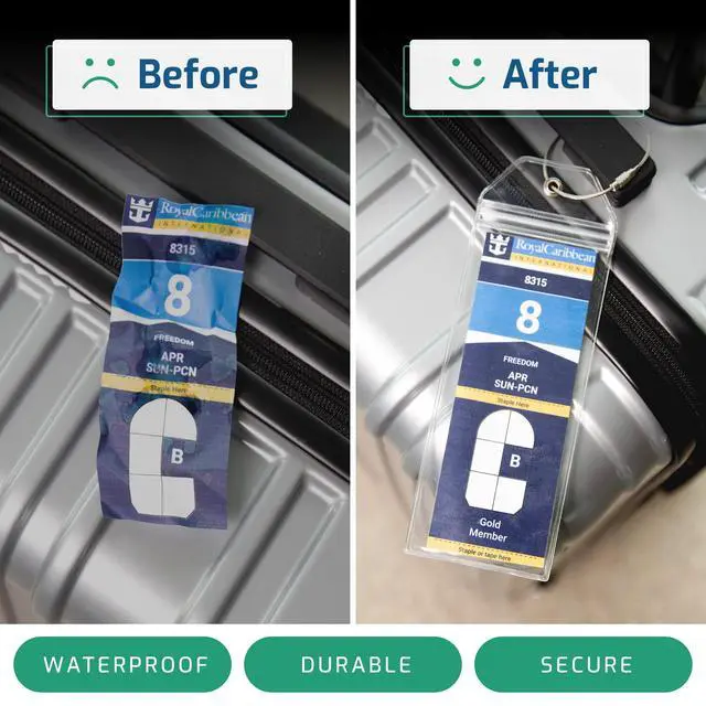 Alt view image 6 of 6 - 4 Pack Cruise Luggage Tag Holders for Royal Caribbean Ships with 2 ID Holders
