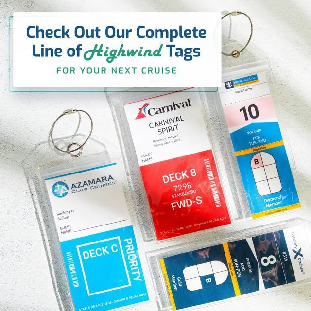 Alt view image 2 of 6 - 4 Pack Cruise Luggage Tag Holders for Royal Caribbean Ships with 2 ID Holders