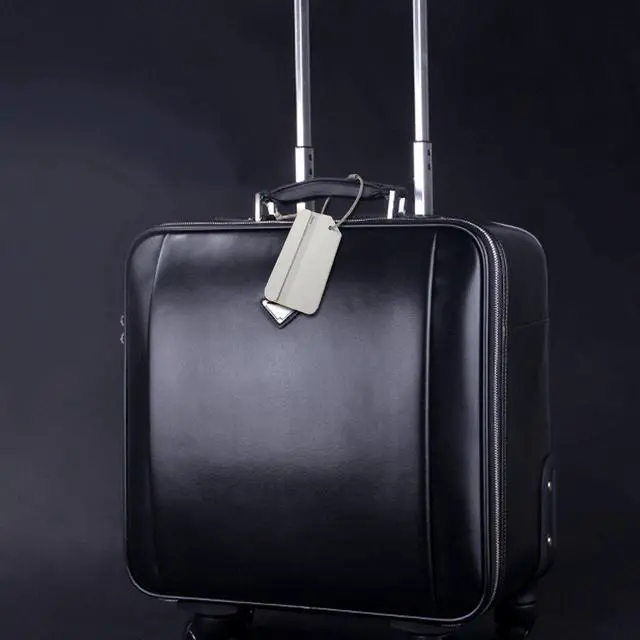 Alt view image 3 of 6 - Ovener Aluminum Luggage Tags 2-Pack Silver Luggage Tag Holders for Travel Luggage Baggage Identifier
