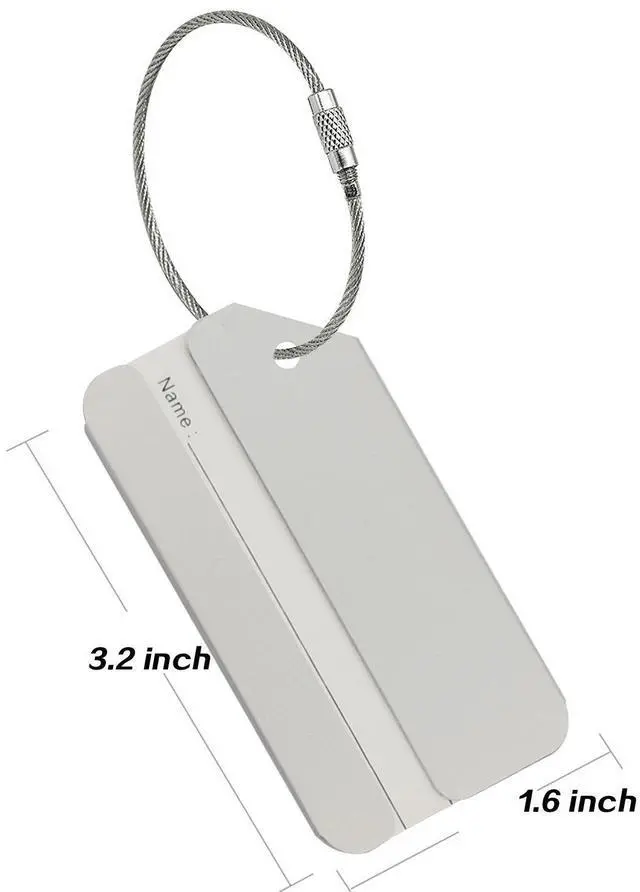 Alt view image 6 of 6 - Ovener Aluminum Luggage Tags 2-Pack Silver Luggage Tag Holders for Travel Luggage Baggage Identifier