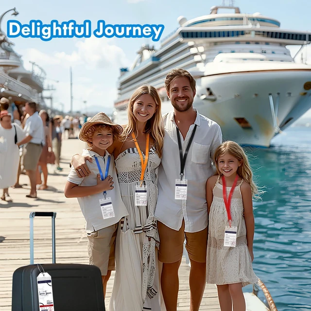 Alt view image 7 of 7 - 12 in 1 Luggage Tags and Cruise Lanyard for Ship Cards, Colorful Ship Lanyards with Waterproof Badge Holders