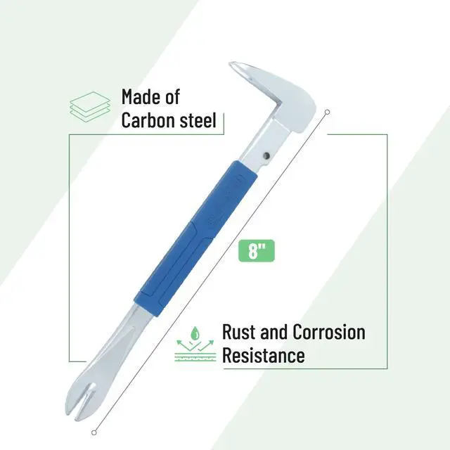 Alt view image 4 of 6 - Bates Cats Paw Nail Puller Tool, 8-Inch Small Pry Bar, Forged Steel Construction with No-Slip Cushion Grip, Crowbar for Home Remodeling, Woodworking and Precision Tasks