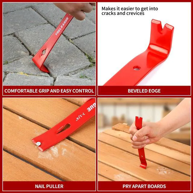 Alt view image 3 of 6 - TOOLEAGUE 3Pcs Mini Flat Pry Bar Set, Bee Hive Tool