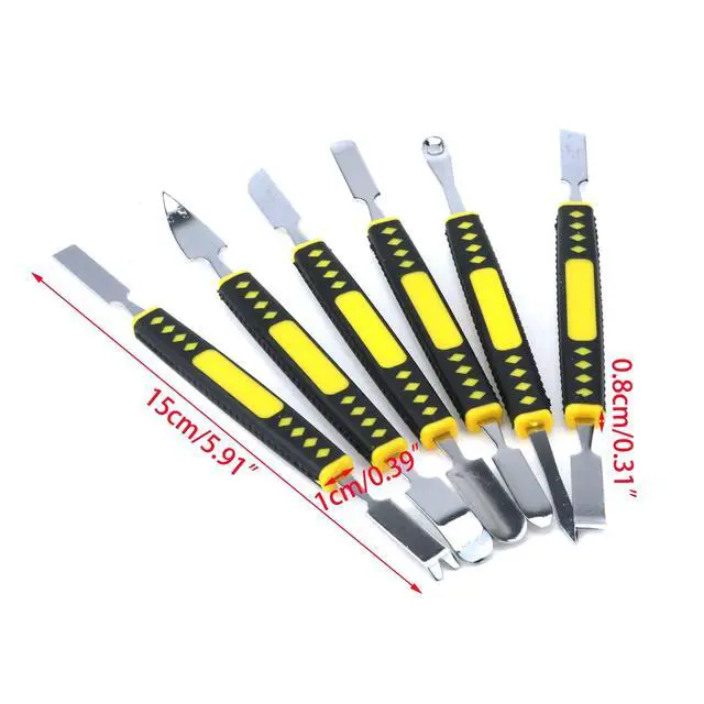 Alt view image 5 of 6 - Metal Crowbar Dual-Ends Set, Spudger Pry Opening Repair Tools Kit