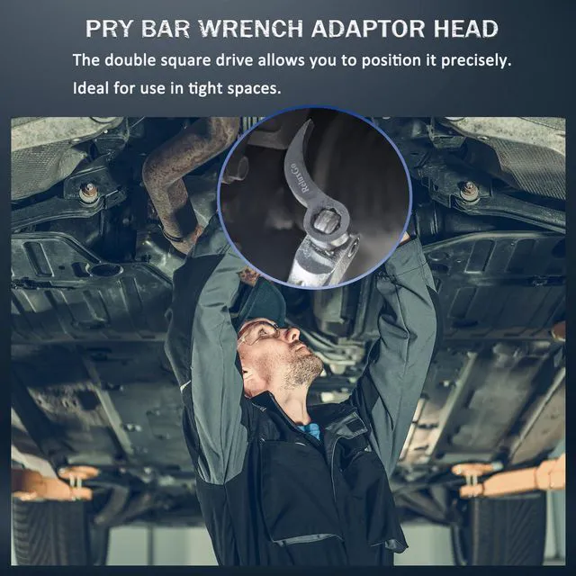 Alt view image 5 of 6 - ReluxGo Pry Bar Wrench Adaptor Head, Ratchet Pry Bar Attachment 1/2" D 8pt (Square) Profile, Crowbar Adapter Head Tool, Adjustable Angle Head Pry Bar Fits 1/2 Ratchet for
