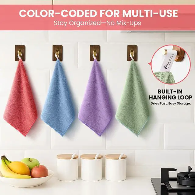 Alt view image 5 of 7 - SIFANGKE Microfiber Cleaning Cloth and Rags, 12 Pack Assorted Colorful Reusable Towels for Car, Kitchen, Bathroom, Housekeeping and Household Cleaning, 11.8" x 11.8"