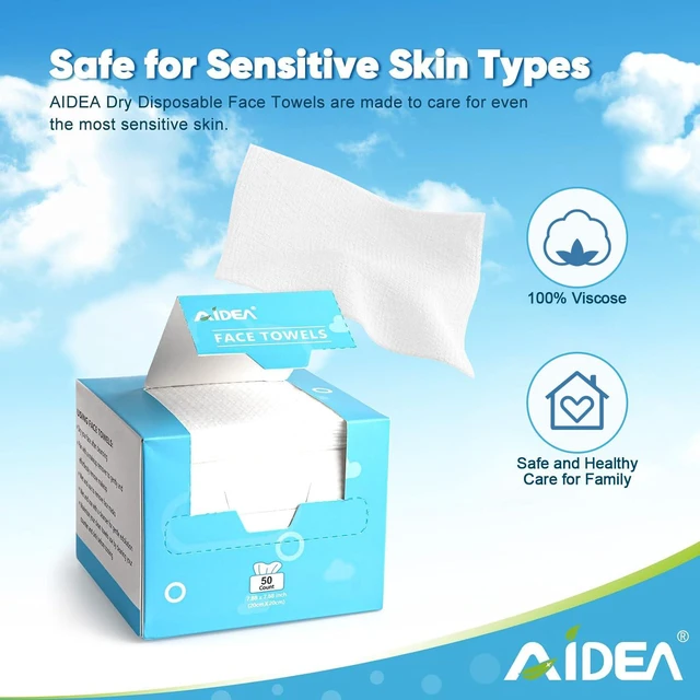 Alt view image 5 of 6 - AIDEA 50 Count Disposable Face Towels, Face Cloths for Sensitive Skin