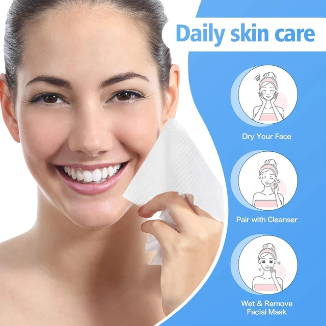 Alt view image 4 of 7 - 100 Count Disposable Face Towel,Thickening Ultra Soft Washcloths,Lint-free cotton dry wipes Multi-Purpose for Skin Care,Facial Cotton Tissue,Make-up Wipes,Face Wipes and