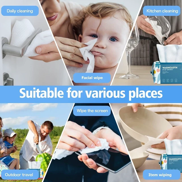 Alt view image 7 of 7 - 100 Count Disposable Face Towel,Thickening Ultra Soft Washcloths,Lint-free cotton dry wipes Multi-Purpose for Skin Care,Facial Cotton Tissue,Make-up Wipes,Face Wipes and