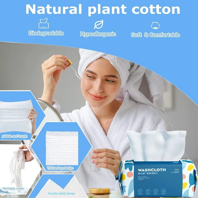 Alt view image 3 of 7 - 100 Count Disposable Face Towel,Thickening Ultra Soft Washcloths,Lint-free cotton dry wipes Multi-Purpose for Skin Care,Facial Cotton Tissue,Make-up Wipes,Face Wipes and