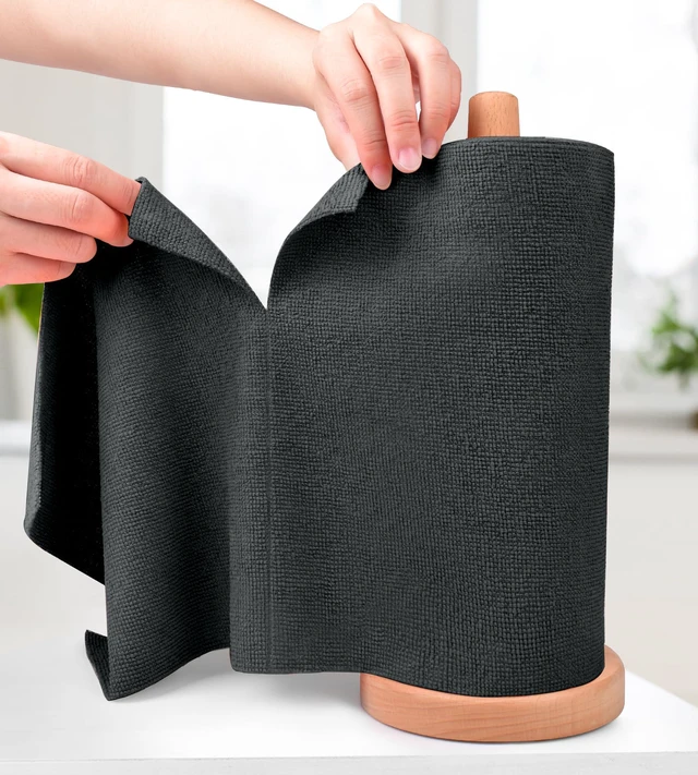 Main image of KitchLife Microfiber Cleaning Cloth Roll - 20 Sheets Tear-Away Reusable Microfiber Paper Towels, Lint-Free, Washable, for Kitchen, Car, Dishes, and Sensitive Surfaces (Bl