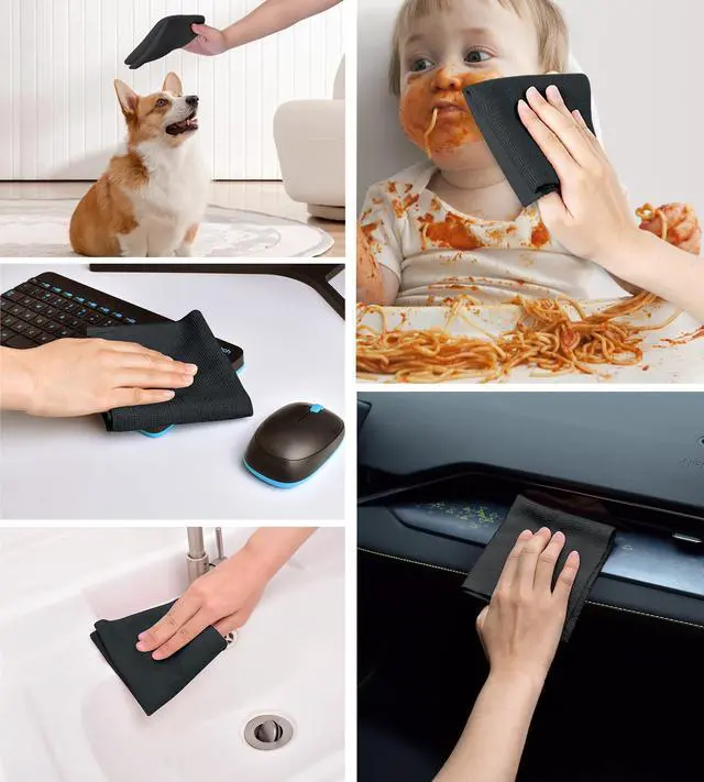 Alt view image 5 of 7 - KitchLife Microfiber Cleaning Cloth Roll - 20 Sheets Tear-Away Reusable Microfiber Paper Towels, Lint-Free, Washable, for Kitchen, Car, Dishes, and Sensitive Surfaces (Bl