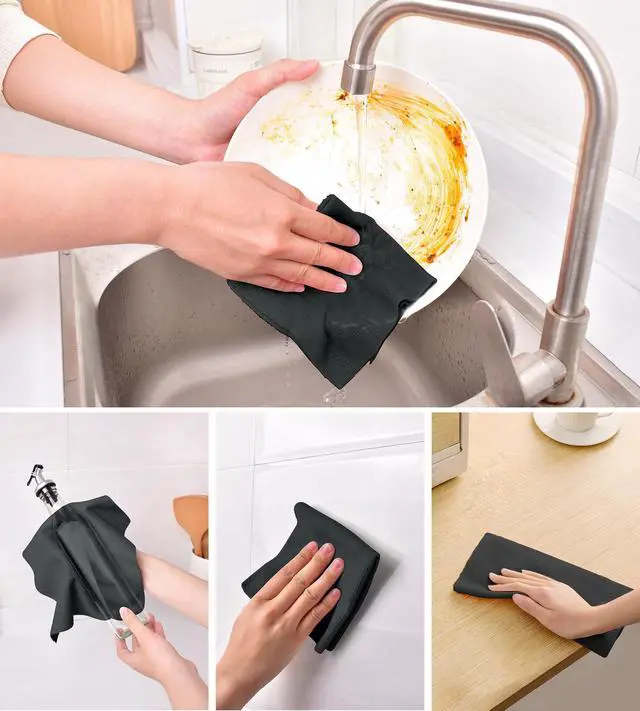 Alt view image 2 of 7 - KitchLife Microfiber Cleaning Cloth Roll - 20 Sheets Tear-Away Reusable Microfiber Paper Towels, Lint-Free, Washable, for Kitchen, Car, Dishes, and Sensitive Surfaces (Bl