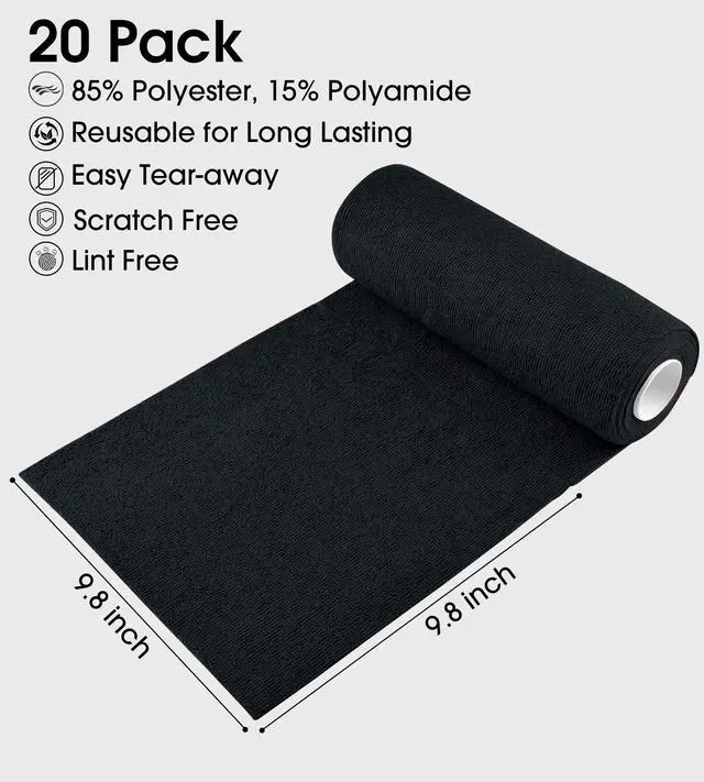 Alt view image 4 of 7 - KitchLife Microfiber Cleaning Cloth Roll - 20 Sheets Tear-Away Reusable Microfiber Paper Towels, Lint-Free, Washable, for Kitchen, Car, Dishes, and Sensitive Surfaces (Bl