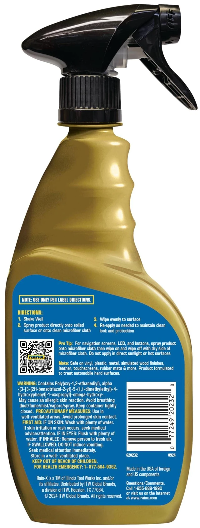 Alt view image 5 of 6 - Rain-X 620232SRP All-Interior Cleaner Protectant & Repellent for Car Interiors, Cleans + Repels Liquid Spills & Dust without Residue, Cherry Scent, 16 Fl Oz.