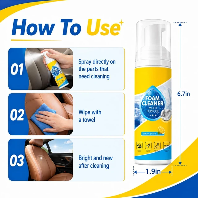 Alt view image 2 of 6 - DOUNIU 4-in-1 Multi Enzyme Foam Cleaner, All-Purpose Deep Cleaning Spray, Powerful & Multipurpose Car Interior Foam Cleaners for Car Interior, Kitchen Grease, Bathroom Ti