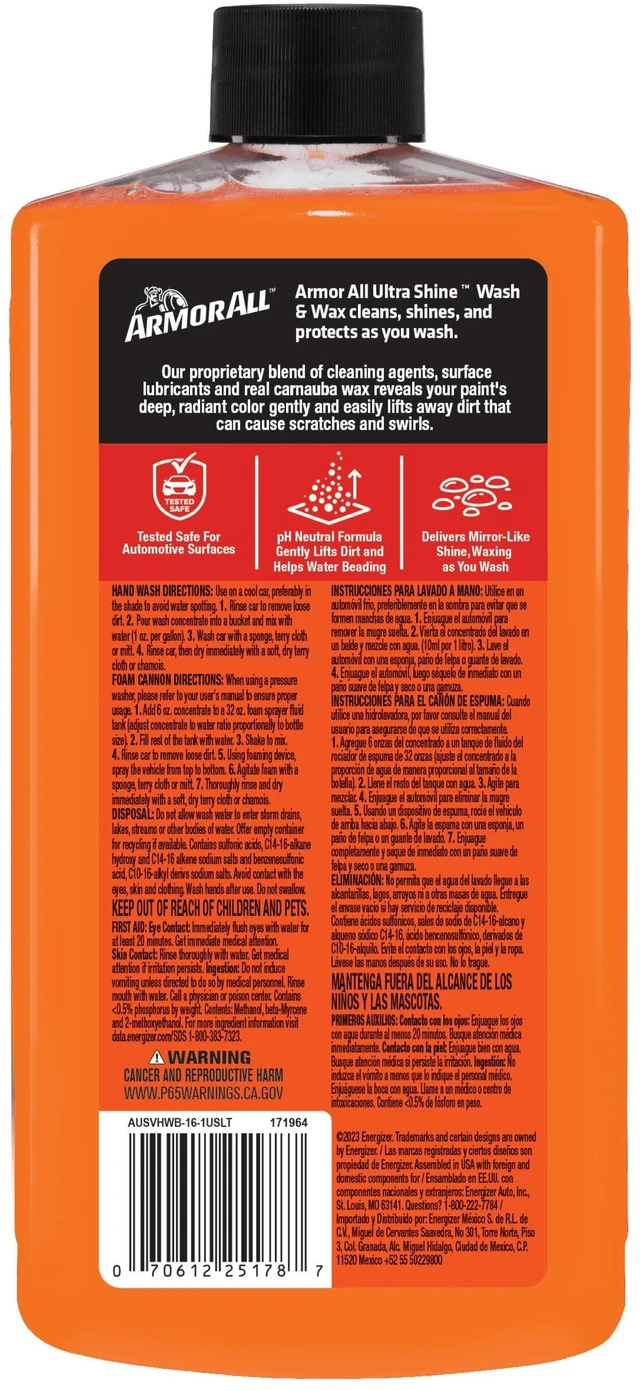 Alt view image 3 of 7 - Armor All Ultra Shine Car Wash and Wax 16 Fl Oz, Car Wax and Cleaner for Cars, Trucks and Motorcycles
