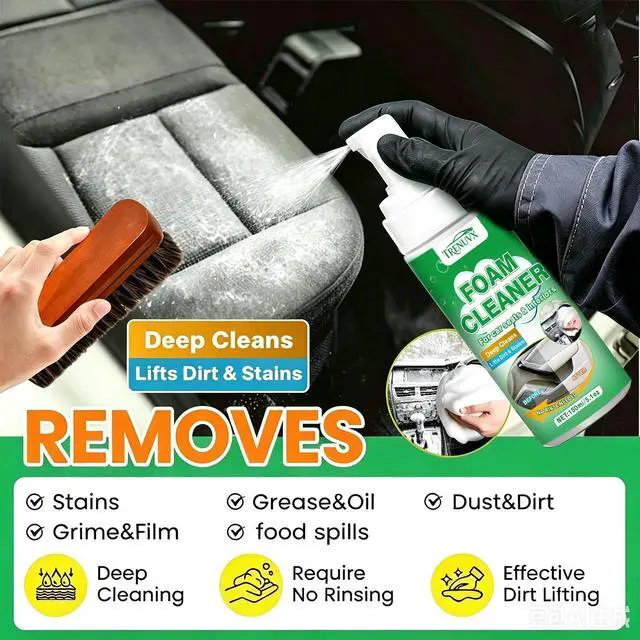 Alt view image 6 of 6 - Multifunctional Car Foam Cleaner, No-Rinse Stain Remover, Powerful Auto Interior Detailing Spray - Safe for All Surfaces, for Carpet, Seats, Leather, Fabric & Vinyl - 5oz