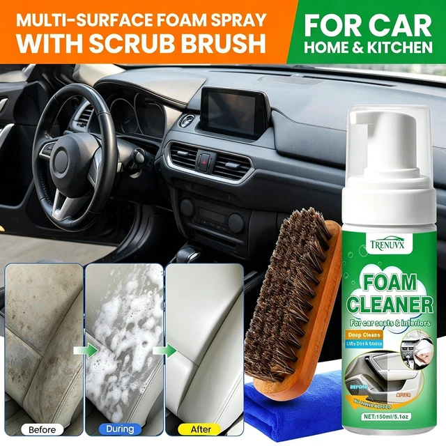Alt view image 4 of 6 - Multifunctional Car Foam Cleaner, No-Rinse Stain Remover, Powerful Auto Interior Detailing Spray - Safe for All Surfaces, for Carpet, Seats, Leather, Fabric & Vinyl - 5oz