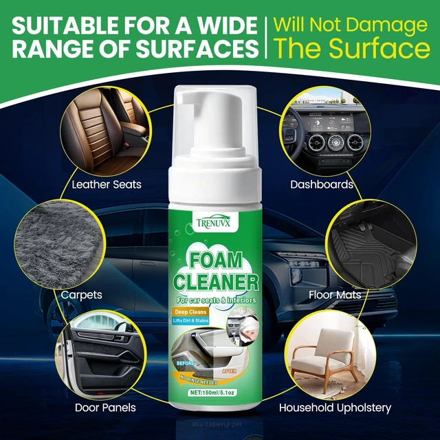 Alt view image 5 of 6 - Multifunctional Car Foam Cleaner, No-Rinse Stain Remover, Powerful Auto Interior Detailing Spray - Safe for All Surfaces, for Carpet, Seats, Leather, Fabric & Vinyl - 5oz