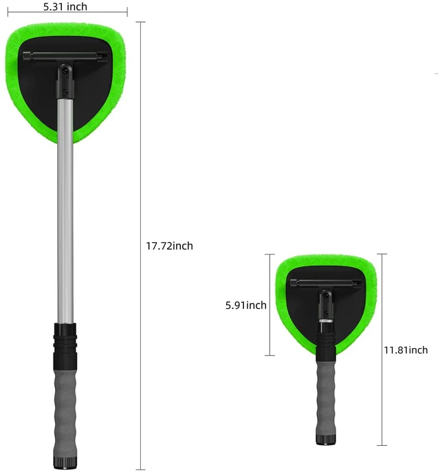 Alt view image 4 of 6 - Desin Windshield Cleaning Tool, Car Window Cleaner Windshield Cleaner with 4 Reusable and Washable Microfiber Pads and Extendable Handle Auto Inside Glass Wiper Kit (Gree