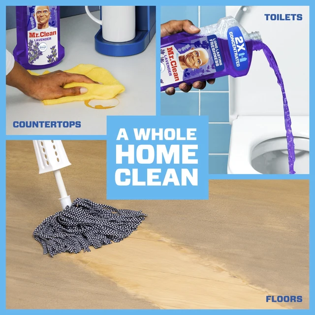 Alt view image 2 of 6 - Mr. Clean All Purpose Cleaner, Multi-Surface Dilutable Lavender Floor Cleaner for Mopping Home, Bathroom & Kitchen, Cleaning Liquid for Mop & Bucket, Cleaning Supplies, 4