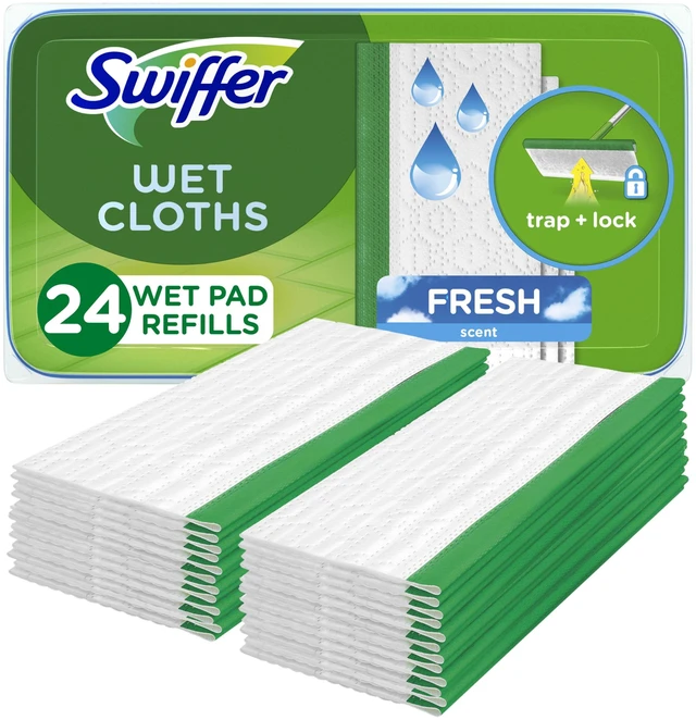 Main image of Swiffer Sweep + Mop Wet Pads Refill, Microfiber Floor Cleaner for Dirt, Dust, Hair, Cleaning Cloths for Mopping Home, Bathroom, Kitchen, All Purpose Multi-Surface Floor W