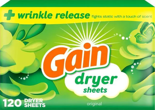 Main image of Gain Dryer Sheets Plus Wrinkle Release, Original Scent, 120 Count, Laundry Sheets That Fight Static with a Touch of Scent