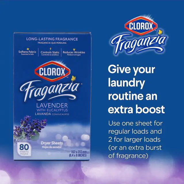 Alt view image 5 of 7 - Clorox Fraganzia Dryer Sheets Lavender Eucalyptus 80 Count