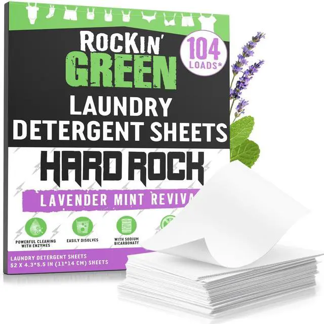 Main image of Rockin' Green Hard Water Laundry Sheets Lavander Mint - Hard Rock 104 Lds