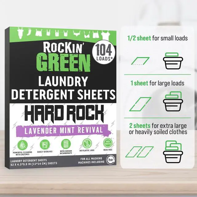 Alt view image 2 of 7 - Rockin' Green Hard Water Laundry Sheets Lavander Mint - Hard Rock 104 Lds