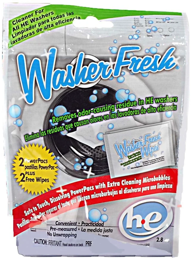 Main image of Washing Machine Cleaner, 2 PowerPac Dissolving Pouches and Cleaning Wipes (4-Pack), Cleans Front Load and Top Load Normal or High Efficiency Washers