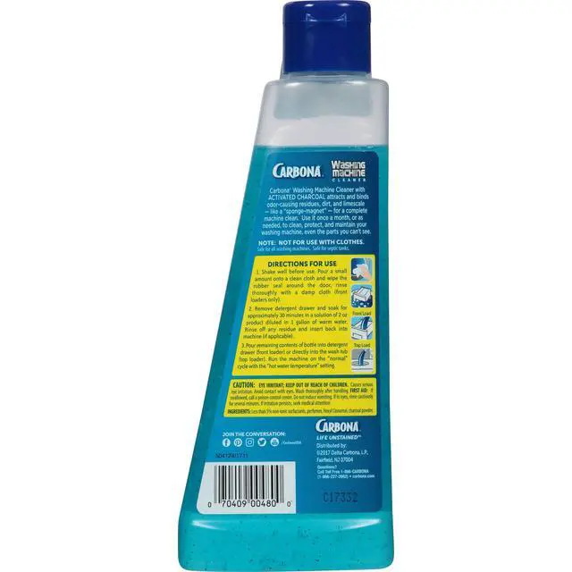 Alt view image 2 of 6 - Carbona Washing Machine Cleaner with Activated Charcoal, 8.4 FL Oz, 1 Pack, Removes Odor-Causing Residues, Works in Standard & High Efficiency Washing Machines