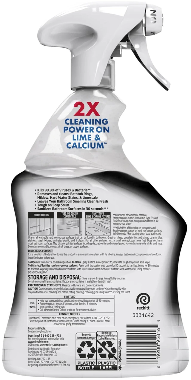 Alt view image 7 of 7 - Lysol Power Bathroom Cleaner Spray for Limescale Removal, 32 oz