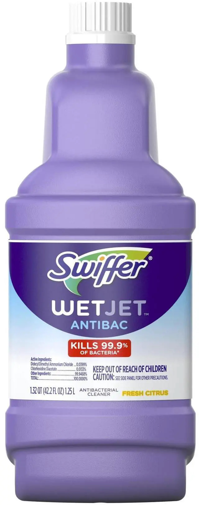 Main image of Swiffer WetJet Antibacterial Solution Refill, All Purpose Multi Surface Floor Cleaning Solution, Fresh Citrus Scent, 1.25 Liters for Floor Mopping and Cleaning