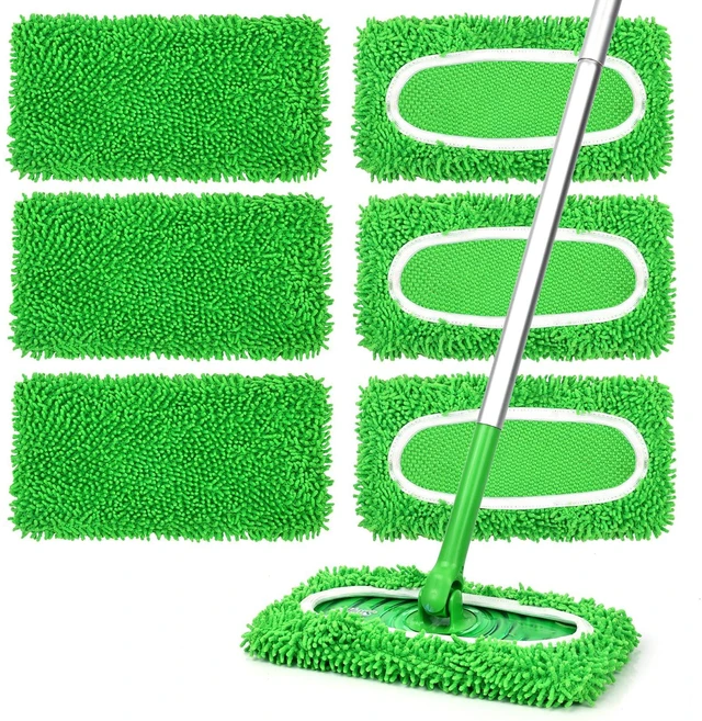 Main image of 6Pcs Reusable Microfiber Mop Pads Compatible with Sweeper Mop, Replacement Wet Mopping Pad Refills and Washable Dry Sweeping Cloths for Surface and Hardwood Floor Cleanin